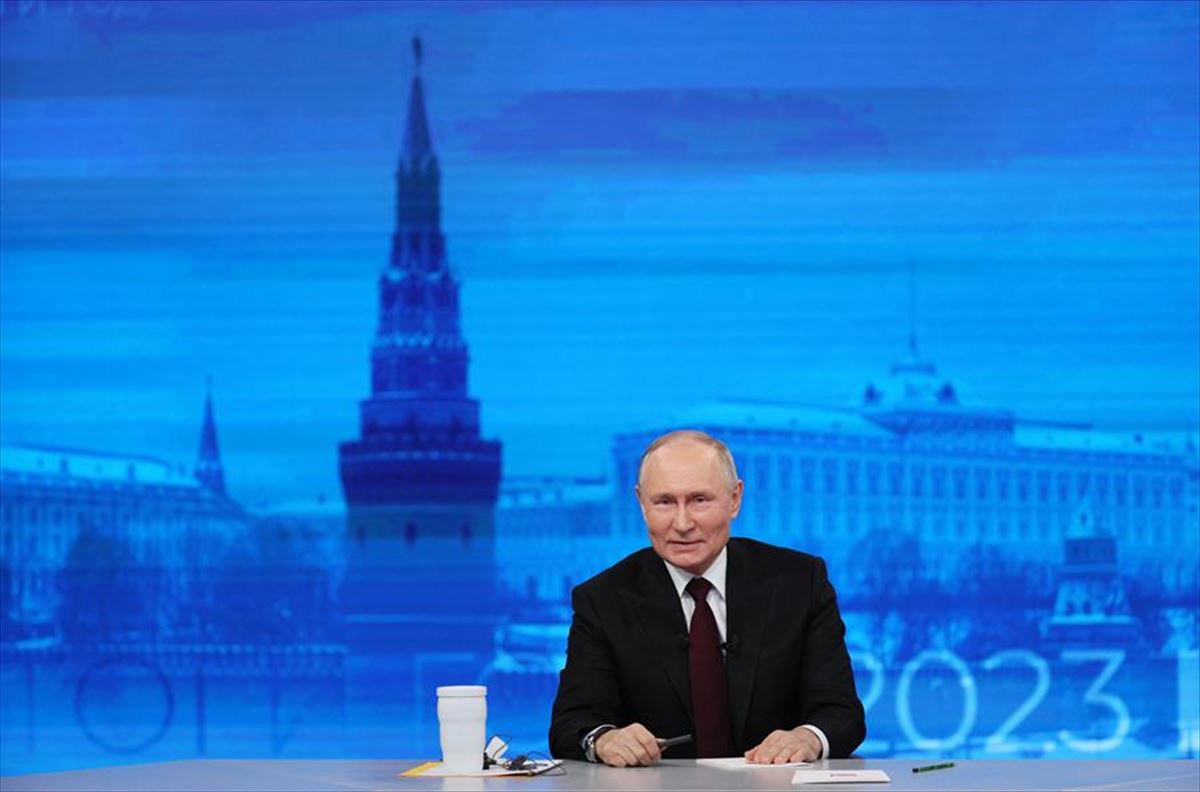 Vladimir Putin, bere gaurko agerraldian. Argazkia: EFE
