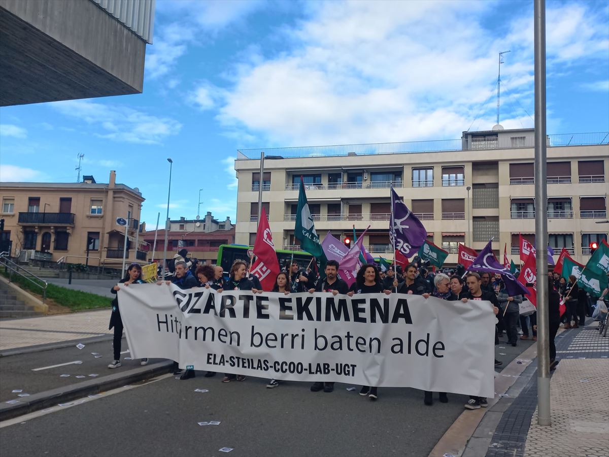 Manifestación en San Sebastián en la segunda jornada de huelga de enero