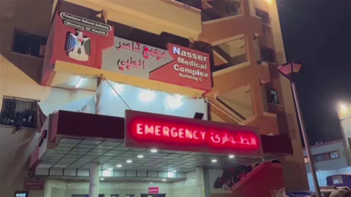 Hospital Nasser en la ciudad de Jan Yunis. Imagen obtenida de un vídeo de EITB Media 