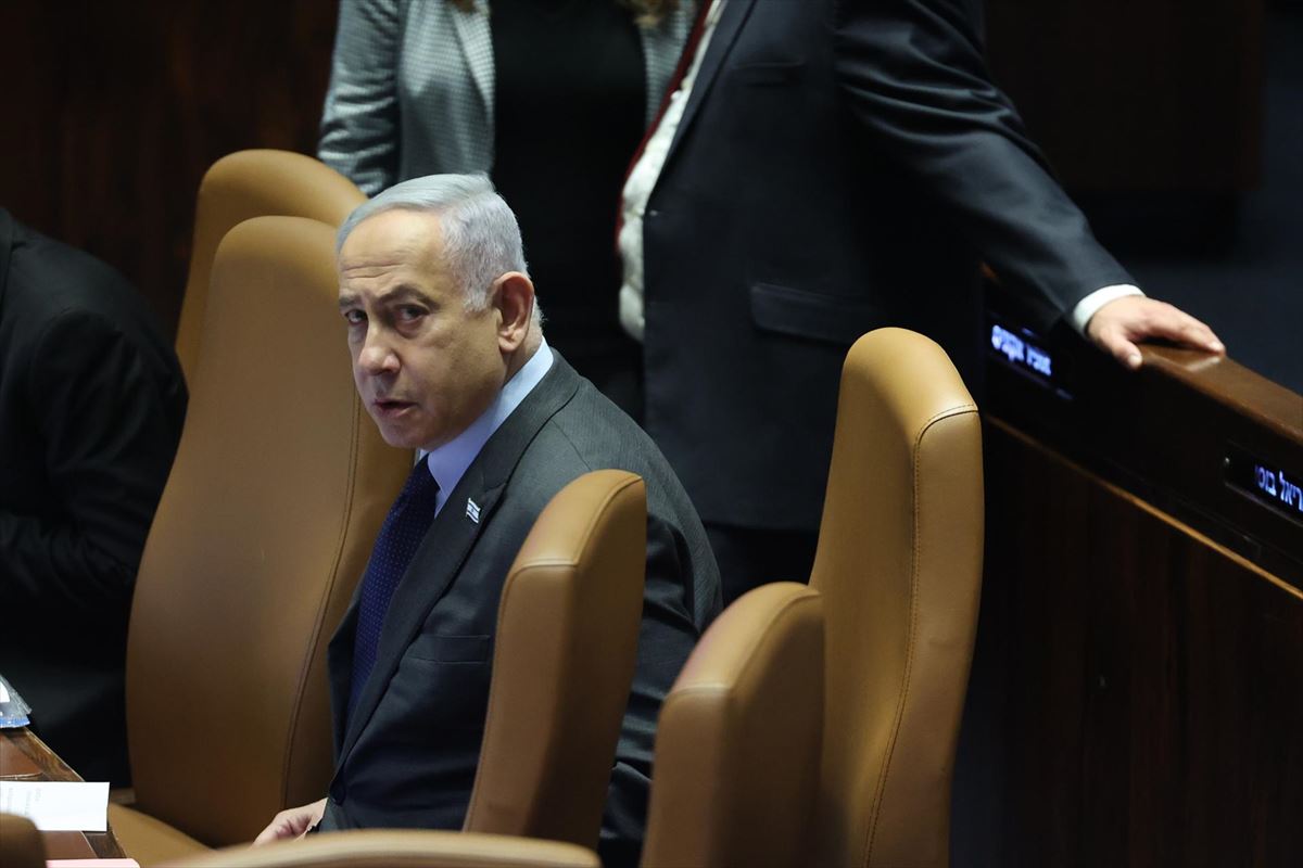 El primer ministro israelí Benjamín Netanyahu en el Parlamento, el pasado lunes. Foto: EFE