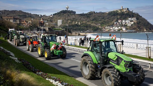 Protesta de agricultores y agricultoras en San Sebastián, en una imagen de archivo