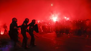 Incidentes previos al partido entre la Real Sociedad y el PSG. FOto: EFE