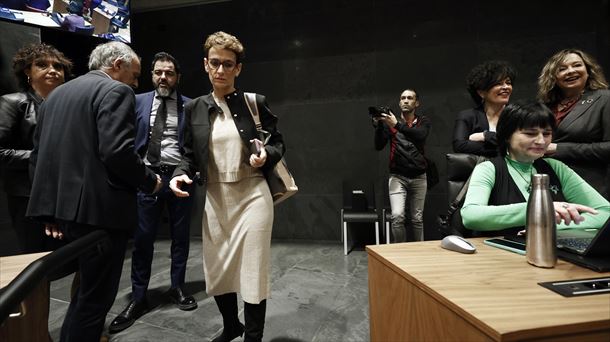 La presidenta de Navarra, María Chivite, durante el pleno celebrado este jueves. Foto: EFE