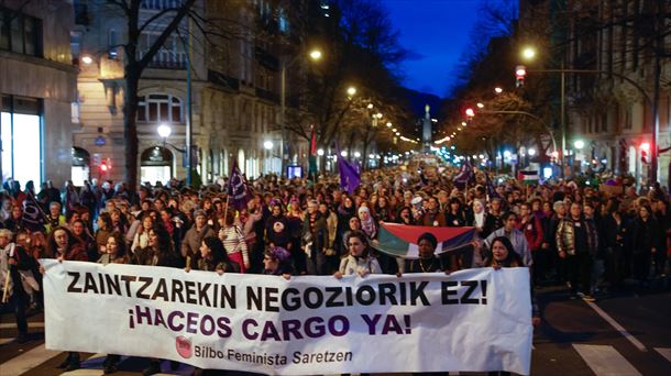 Un momento de la manifestación de Bilbao. Foto: EFE