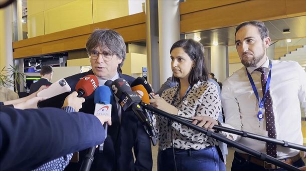 Carles Puigdemont, hoy, en el Parlamento Europeo en Estrasburgo (Francia). Imagen: EITB