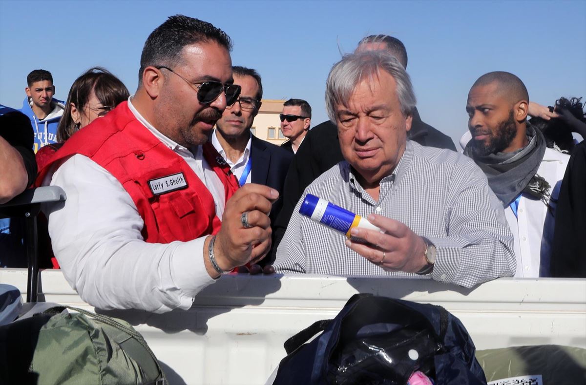 Antonio Guterres, en Rafah. EFE. 