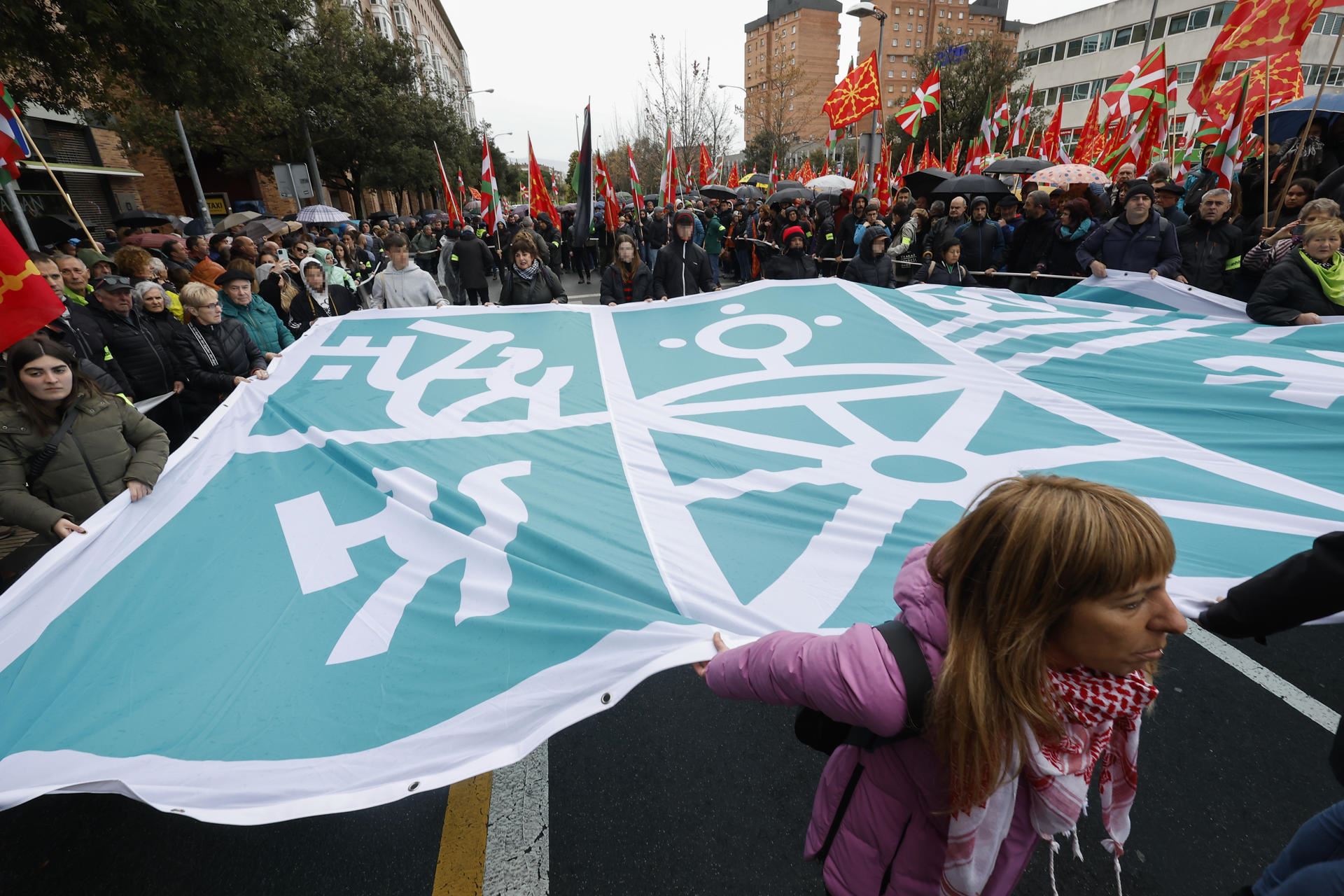 Cabecera de la manifestación, hoy. EFE. 