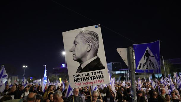 Netanyahuren aurkako manifestazioa, igande honetan, Jerusalemen. Argazkia: EFE