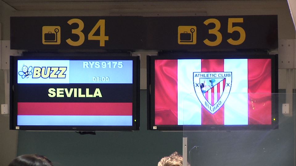 Afición rojiblanca camino a Sevilla. EITB Media