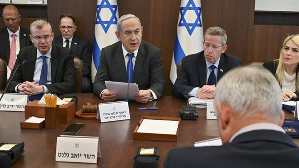 Netanyahu, reunido con su gabinete de guerra el pasado domingo. 