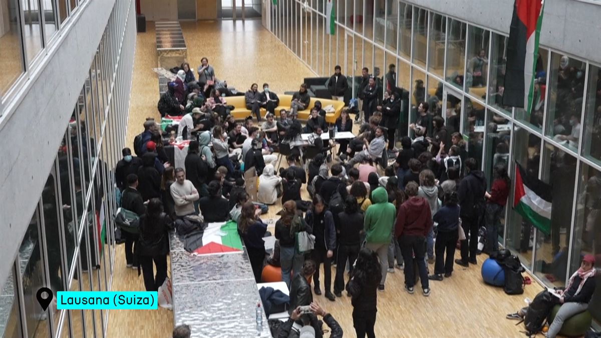 Imagen de la protesta en la universidad de Lausana (Suiza)
