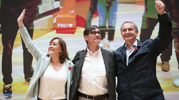 Silvia Paneque, Salvador Illa y José Luis Rodríguez Zapatero