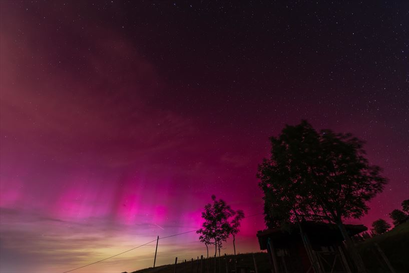 Aurora boreal en Berastegi. Foto: Josema Dieguez