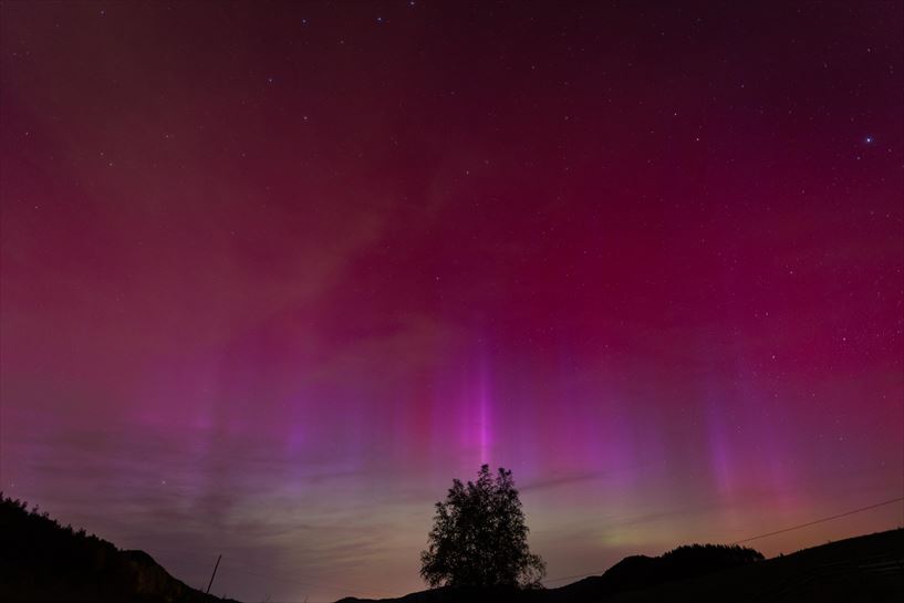 Aurora boreal en Berastegi. Foto: Josema Dieguez
