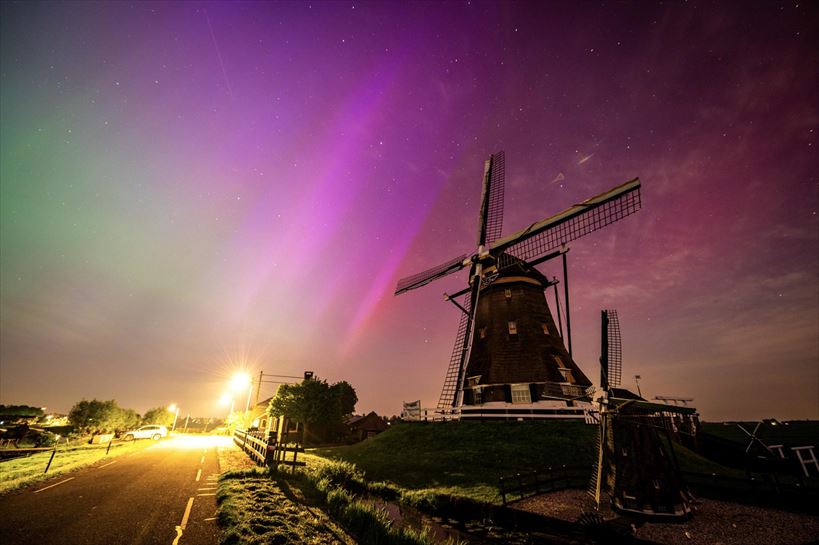 Aurora boreal en Holanda. Foto: EFE