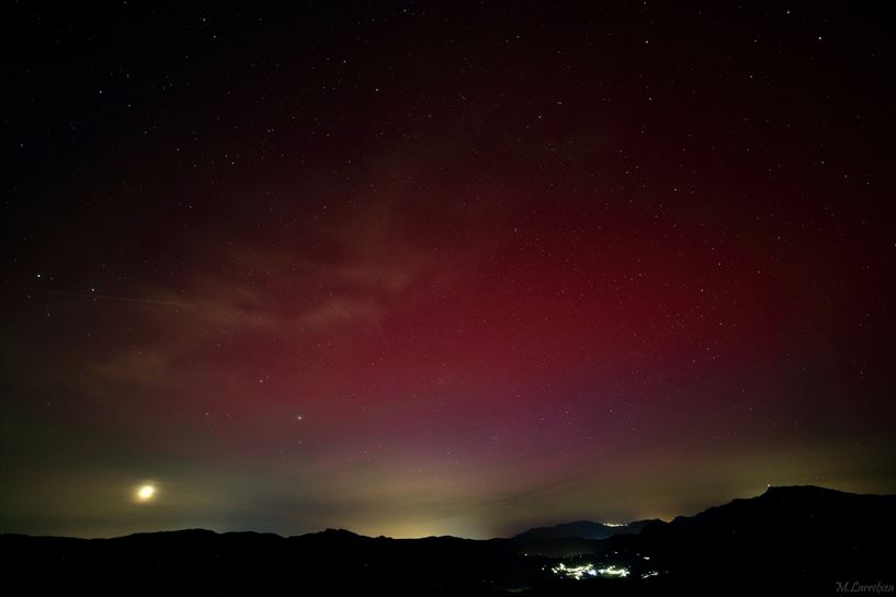 Aurora boreal en Arantza. Foto: Mikel Larretxea