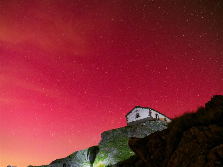 Aurora boreal en Mendaur. Foto: Joseba Zabala