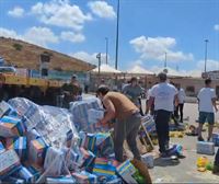 Gazara laguntza humanitarioa zeraman konboi bat geldiarazi eta suntsitu dute Israelen