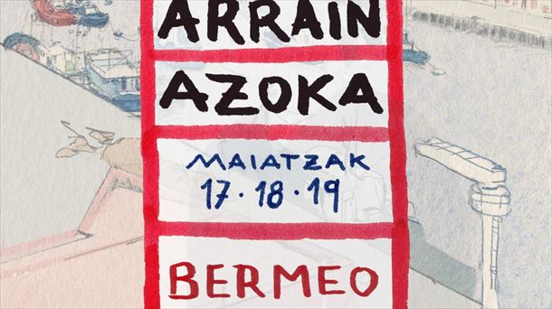 Cartel de "Arrain Azoka" en Bermeo