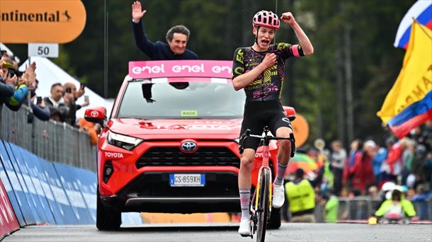 Georg Steinhauser ha obtenido su primer triunfo como profesional, en el Giro. Foto: EFE. 