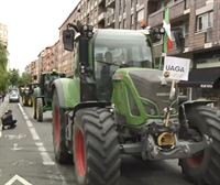 Arabako lurrak defendatu eta berriztagarrien jazarpena salatu dute traktoreekin Gasteizen egin duten protestan