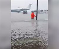 El aeropuerto de Palma de Mallorca se ha convertido en una piscina tras el diluvio de este martes