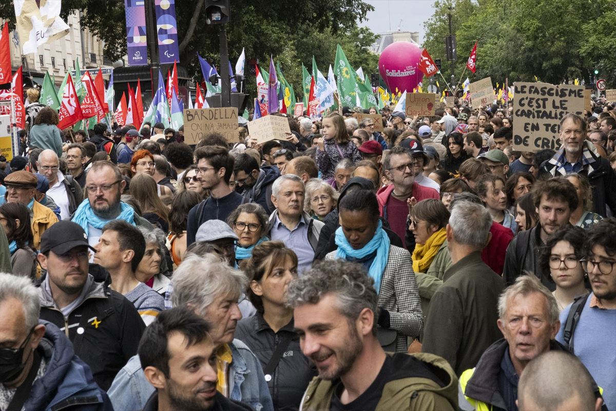 Manifestación en Francia contra la ultraderecha. Foto: EFE