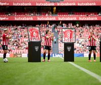 El Athletic rinde homenaje a las jugadoras Garazi Murua, Yulema Corres y Eunate Arraiza en San Mamés
