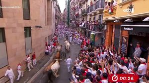 Entzierro arriskutsua eta zirraragarria Miura ganadutegiaren eskutik, sanferminei 'agur' esateko
