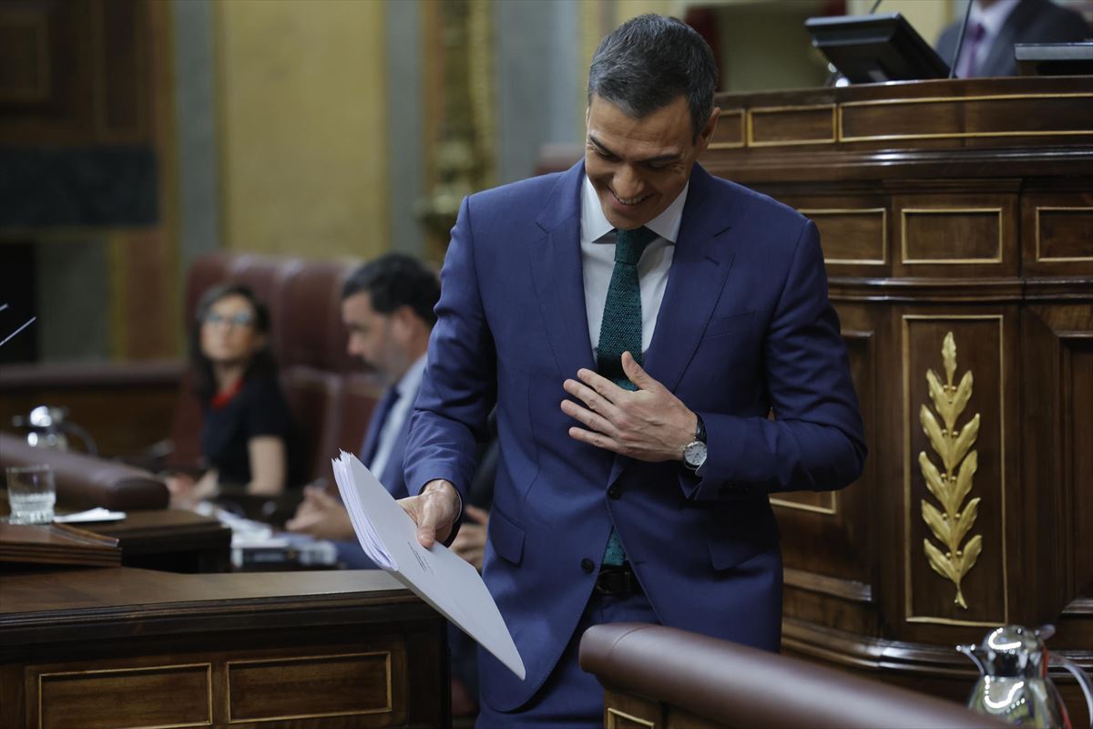 Pedro Sanchez Espainiako gobernuburua Diputatuen Kongresuan. Argazkia: EFE 