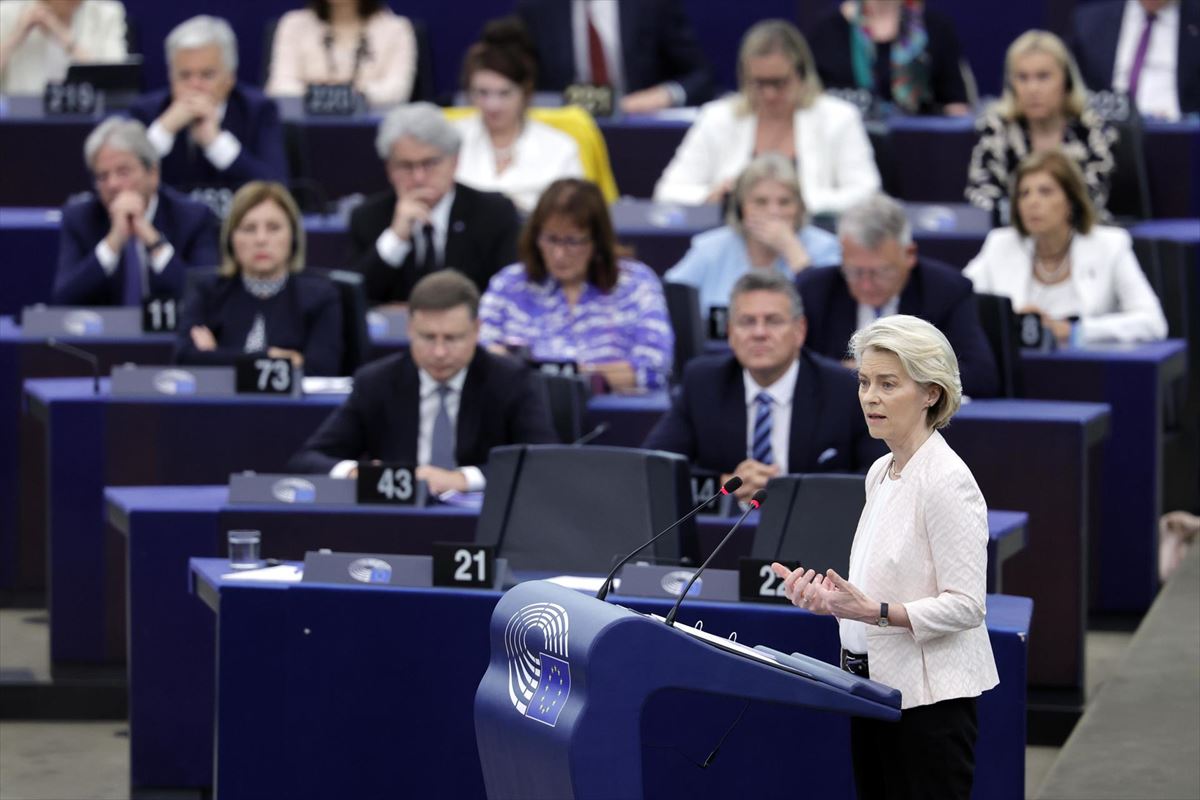 La presidenta de la Comisión Europea y candidata a repetir en el cargo, Ursula von der Leyen. EFE