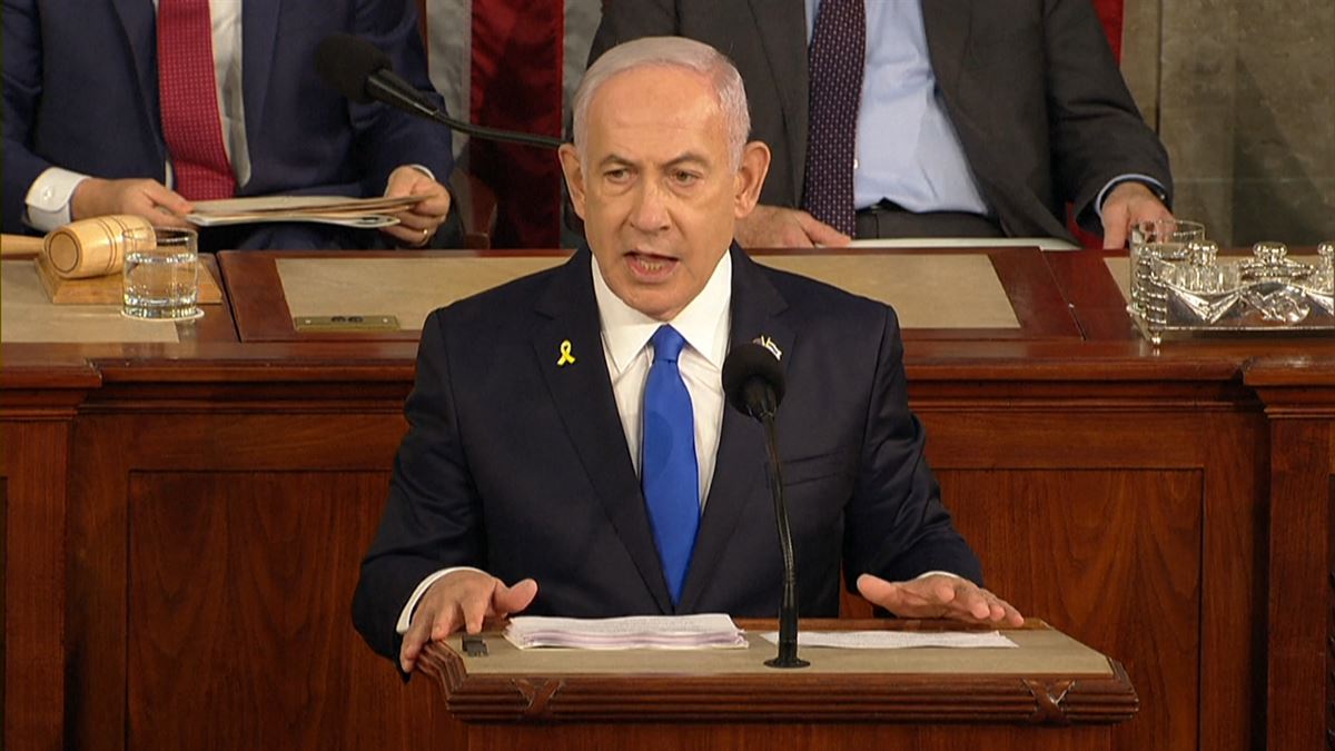 Benjamin Netanyahu Israelgo lehen ministroa, AEBko Ordezkarien Ganberan. Argazkia: EFE