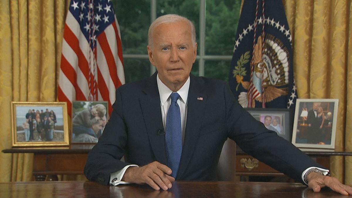 Biden se dirigió al país desde el despacho oval. Foto: EITB Media.