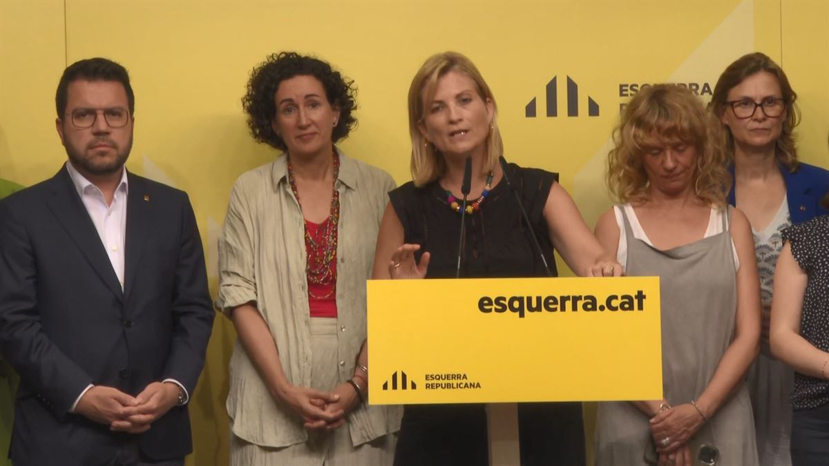 La portavoz de ERC, Raquel Sans, tras la ejecutiva del partido. Imagen: EITB