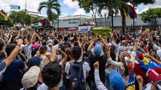 Manifestación de apoyo al candidato a la presidencia de Venezuela Edmundo González Urrutia. 