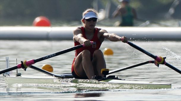 Virginia Diaz, sculleko finalerdietan. Argazkia: EFE