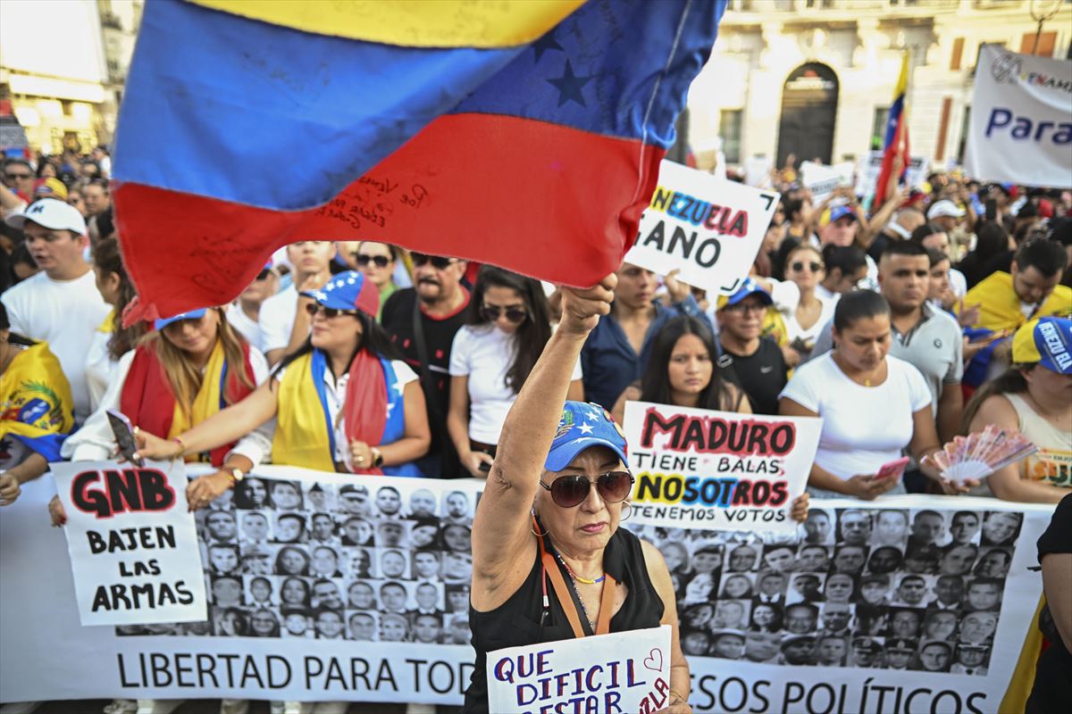 Vista de la manifestación convocada en favor de la libertad de Venezuela