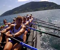 Bandera Orio Kanpina de la Liga Euskotren 2024: La regata de Arraun Lagunak vista desde dentro de la trainera