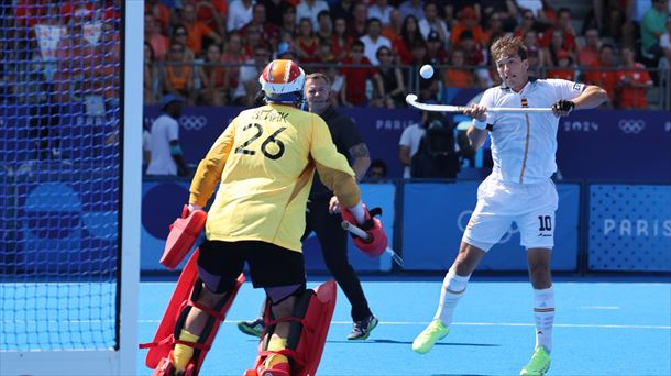 Chefo Basterra en el duelo ante los Países Bajos. Foto: EFE