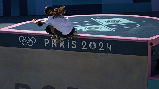 Naia Laso, durante la final de skate park. Foto: EFE