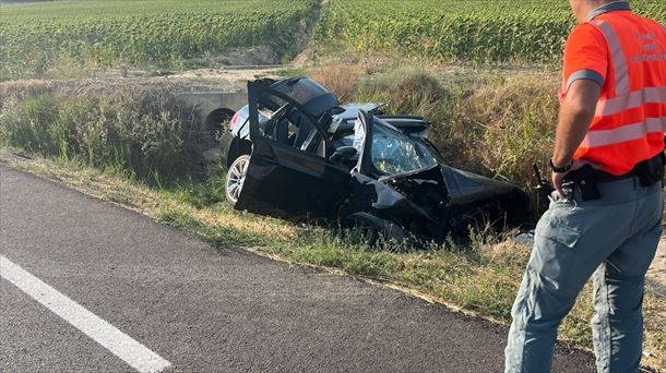 Accidente en Aibar (Navarra). Imagen: Policía Foral