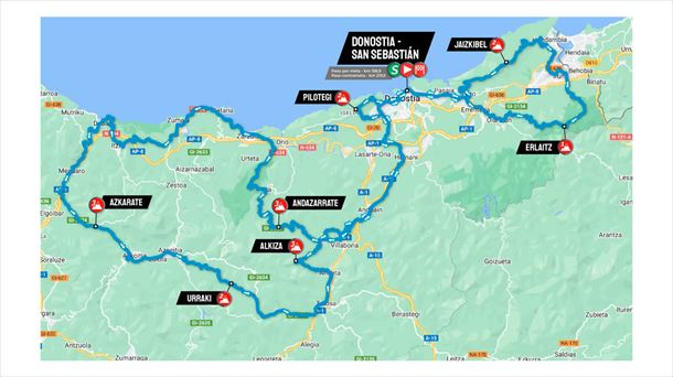 Mapa de la Clásica de San Sebastián de 2024. Foto: klasikoa.eus.