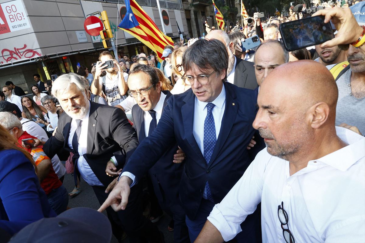 Carles Puigdemont Bartzelonan, abuztuaren 8an egin zuen agerraldian