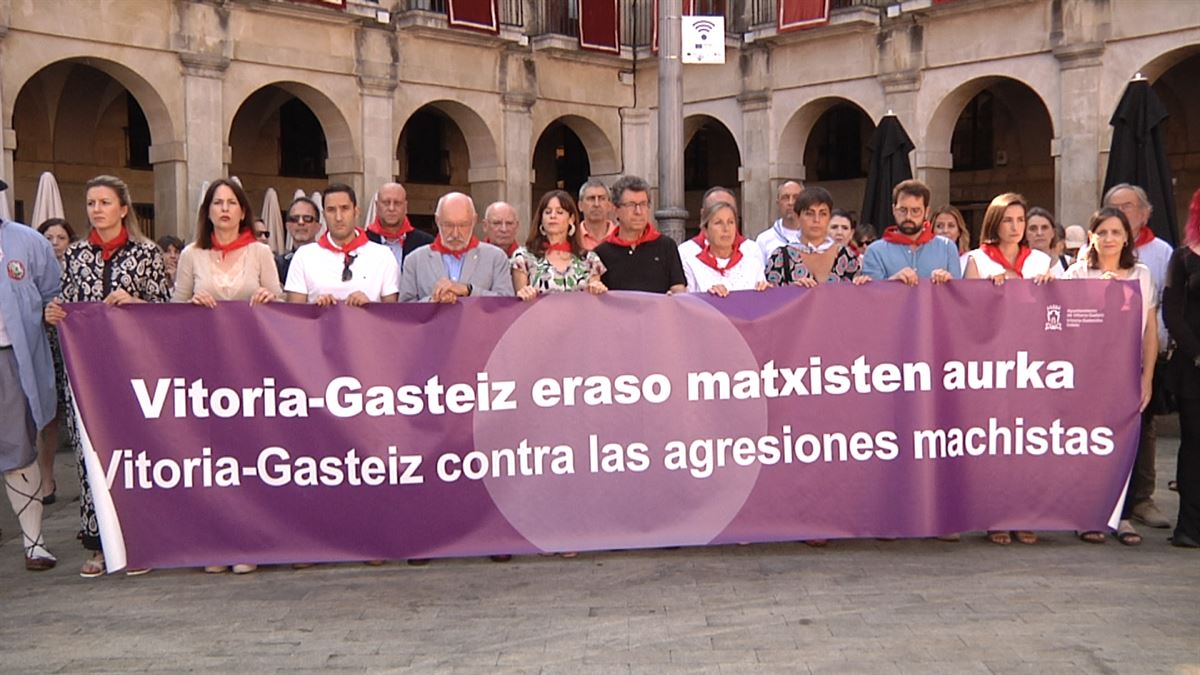 Concentración de esta mañana en Vitoria. Foto: EITB Media.