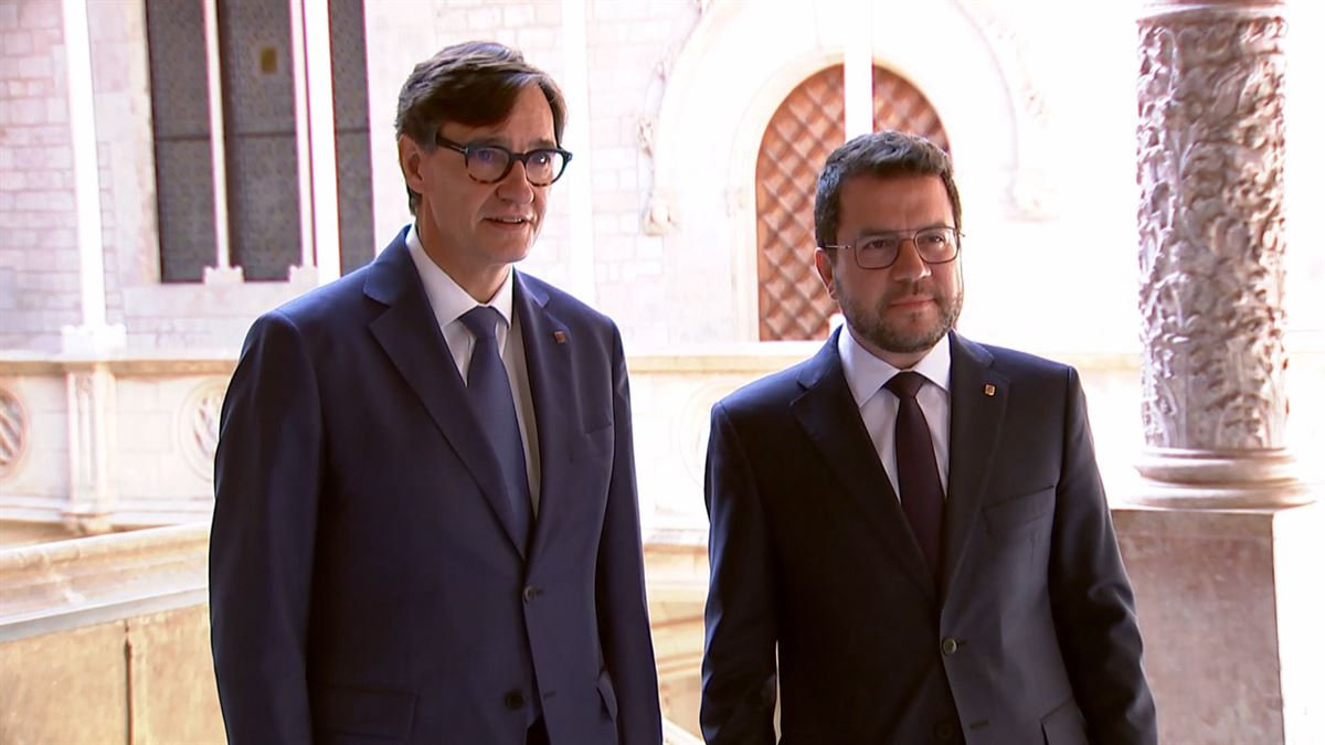 De izquierda a derecha, Salvador Illa y Pere Aragonès. Foto extraída del vídeo.