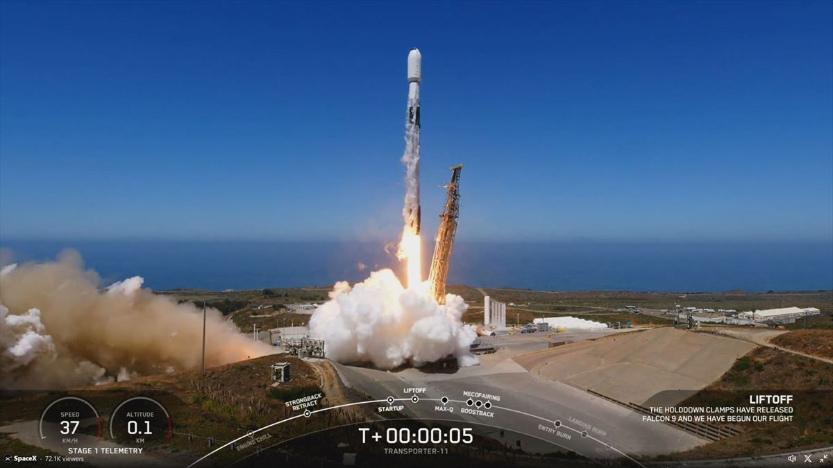 Lanzamiento del cohete Falcon 9 en  Vandenberg (California). Imagen: Space X