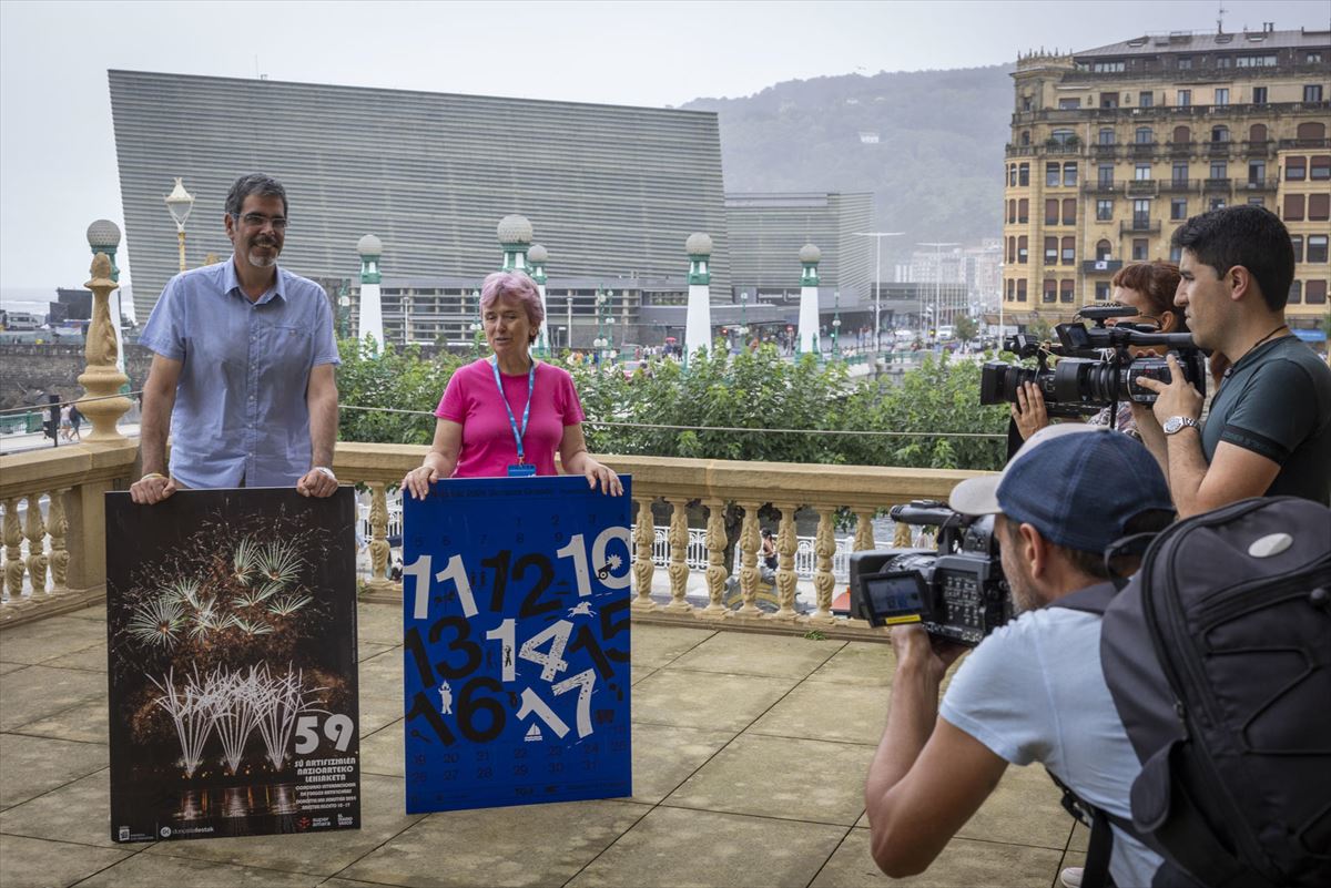 El alcalde Eneko Goia y la responsable de Donostia Festak, Mariaje Torres.