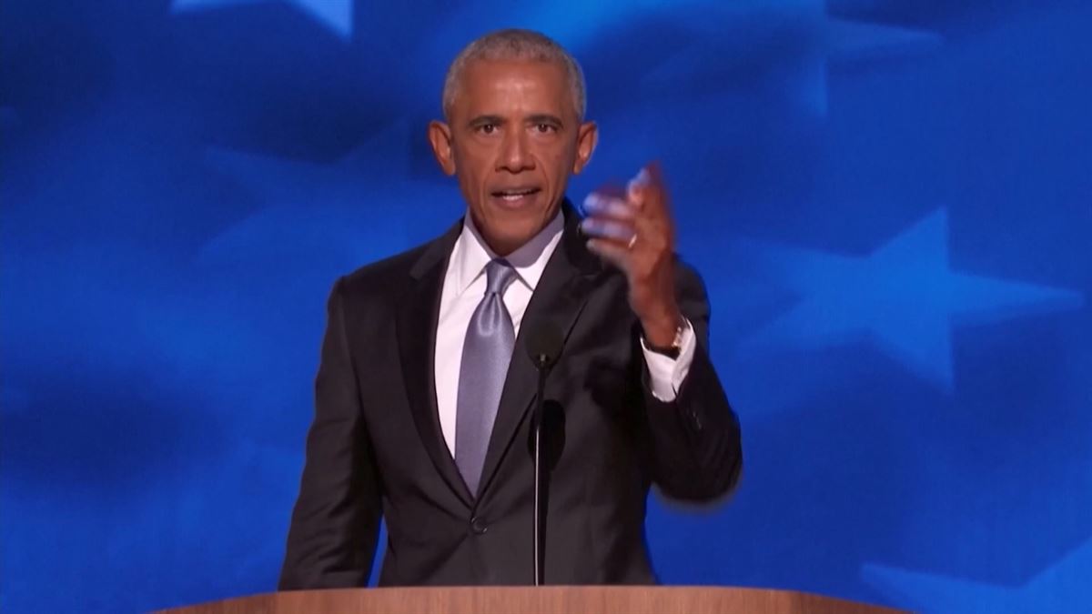 Barack Obama en la Convención del Partido Demócrata.