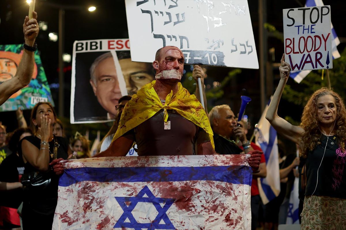 Protesta por la liberación de los rehenes en Israel. Foto: EFE