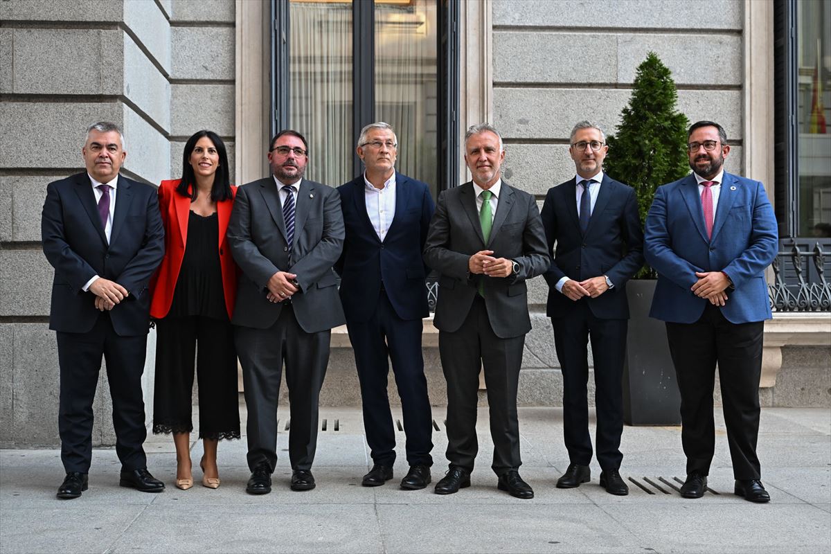 El vicepresidente primero del Gobierno de Navarra, Félix Taberna, y el ministro Torres, entre otros.